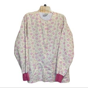 Floral pink‎ & cream lab long sleeves coat jacket women size M